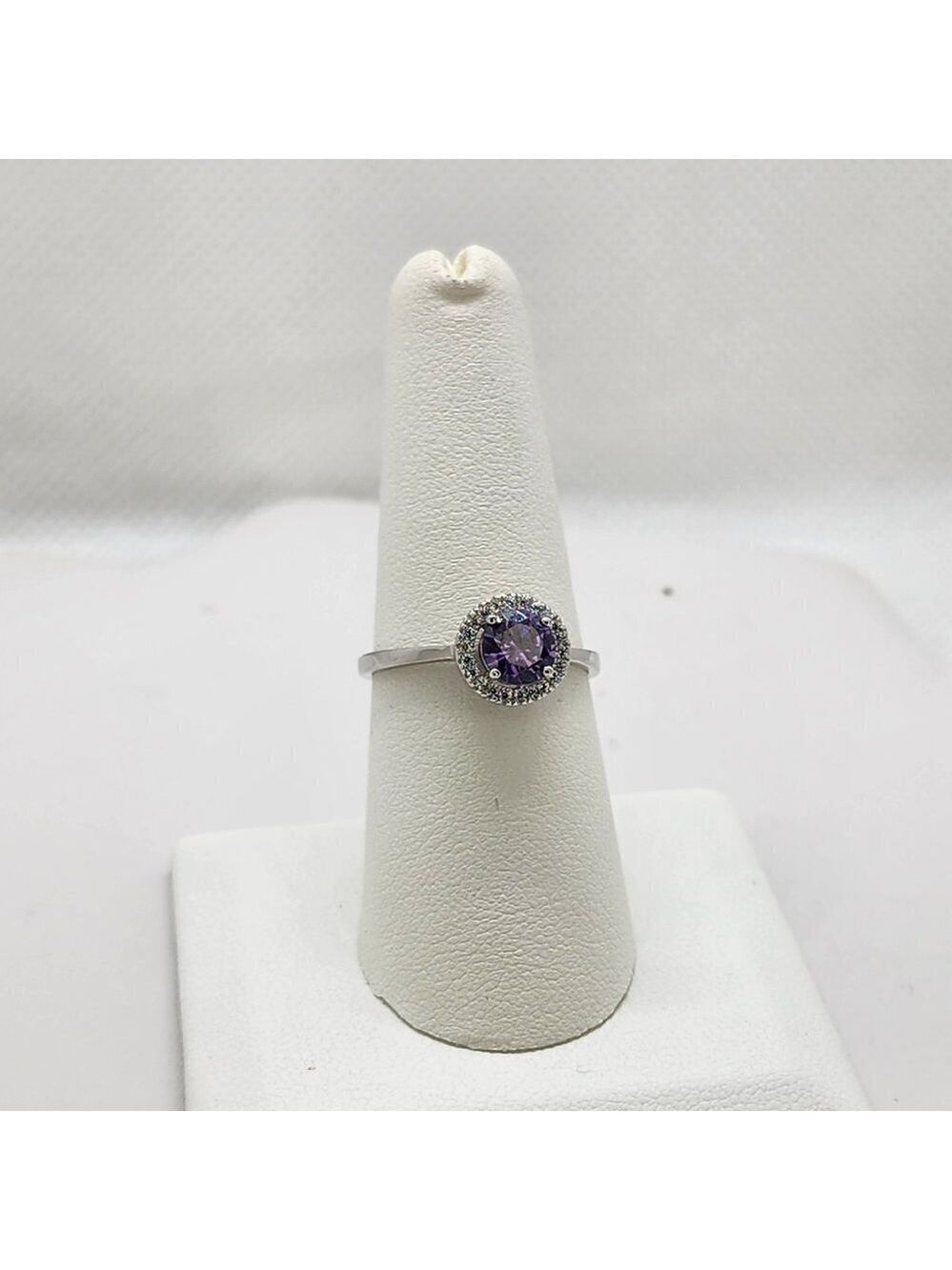 Brand New Sterling Silver 925 Purple Round Gemstone Ring
